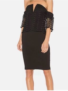Elliatt Black Crochet-Overlay Pencil with Dress